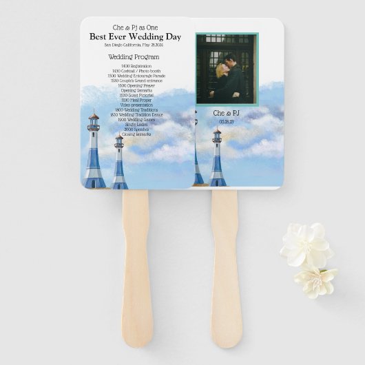 Hochzeitsprogramm für Beach Theme Fächer (Vorne und Hinten)