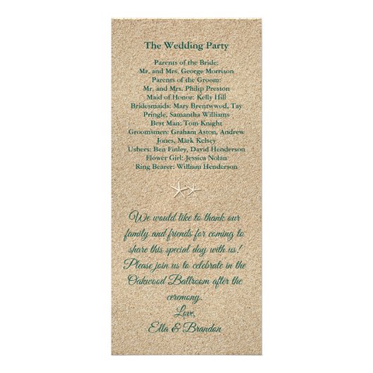 Hochzeitsprogramm für Beach Waves 2 Werbekarte (Hinten)