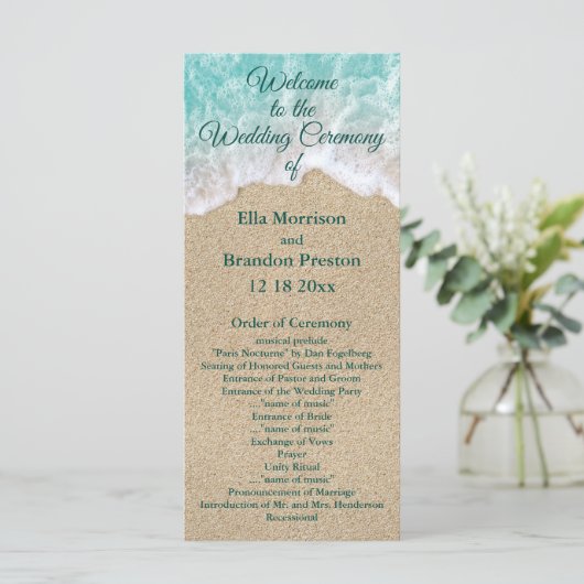 Hochzeitsprogramm für Beach Waves Programm (Stehend Vorderseite)