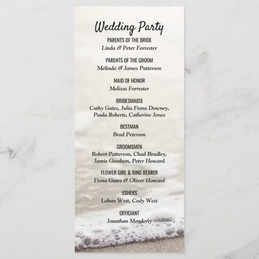 Hochzeitsprogramm für Beach Waves Programm (Rückseite)