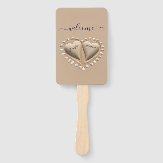 Hochzeitsprogramm für Beach Wedding Sand Heart Fächer (Vorderseite)