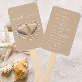 Hochzeitsprogramm für Beach Wedding Sand Heart Fächer