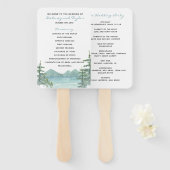 Hochzeitsprogramm für Bergsee-Thema Fächer (Vorne und Hinten)