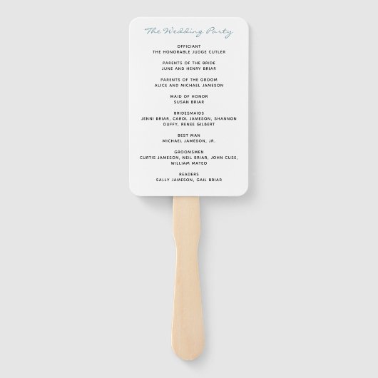 Hochzeitsprogramm für Bergsee-Thema Fächer (Rückseite)