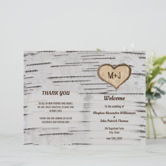 Hochzeitsprogramm für Birkenbaum 80 lb Papier (Stehend Vorderseite)