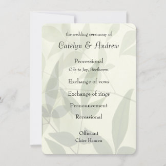 Hochzeitsprogramm für blasses Blätter