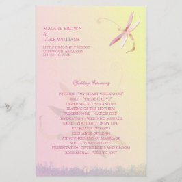 Hochzeitsprogramm für blassgelbe und rosafarbene L