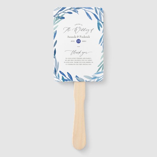 Hochzeitsprogramm für Blätter der Wasserfarbennach Fächer (Vorderseite)