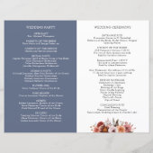 Hochzeitsprogramm für Blau, Burgund und Blush (Rückseite)