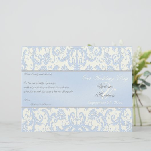 Hochzeitsprogramm für Blau und Elfenbeinschaden (Stehend Vorderseite)
