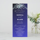 Hochzeitsprogramm für Blau und Grüne Blüten (Stehend Vorderseite)