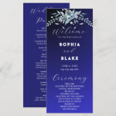 Hochzeitsprogramm für Blau und Grüne Blüten (Vorne/Hinten)