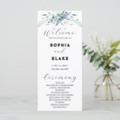 Hochzeitsprogramm für Blau und Grüne Flora (Stehend Vorderseite)