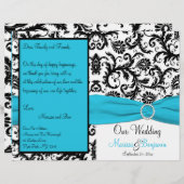 Hochzeitsprogramm für Blau, Weiß und Schwarz (Vorne/Hinten)