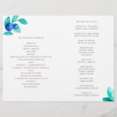Hochzeitsprogramm für Blaubeeren. Aquarellblau aqu (Rückseite)