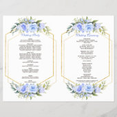 Hochzeitsprogramm für Blaublauer Blütengoldrahmen (Hinten)