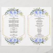 Hochzeitsprogramm für Blaublauer Blütengoldrahmen (Hinten)