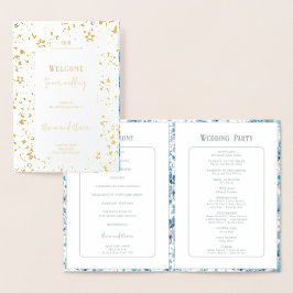 Hochzeitsprogramm für Blaublumen Folienkarte