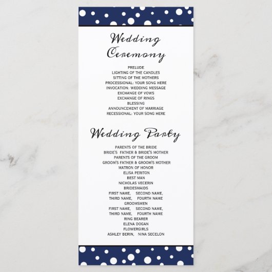 Hochzeitsprogramm für Blaue Berge und Nadelbäume Programm (Rückseite)