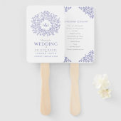 Hochzeitsprogramm für blaue Blätter Fächer (Vorne und Hinten)