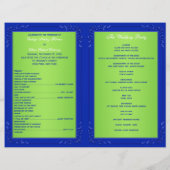 Hochzeitsprogramm für blaue, grüne Blumenhörer (Rückseite)