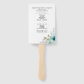 Hochzeitsprogramm für Blaue, Minze Aquarell Blume Fächer (Rückseite)