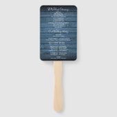 Hochzeitsprogramm für blaue Rustikal-Holz-String-L Fächer (Rückseite)