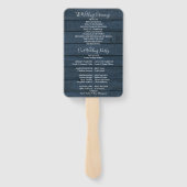 Hochzeitsprogramm für blaue Rustikale Blumenstrauß Fächer (Rückseite)