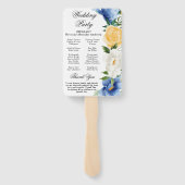 Hochzeitsprogramm für Blaue und Gelbe Sommer-Blume Fächer (Rückseite)