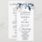 Hochzeitsprogramm für Blaue und Grau Berries & Grü (Vorne/Hinten)