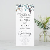 Hochzeitsprogramm für Blaue und Grau Berries & Grü (Stehend Vorderseite)