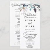 Hochzeitsprogramm für Blaue und Grau Berries & Grü (Vorne/Hinten)