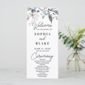 Hochzeitsprogramm für Blaue und Grau Berries & Grü (Stehend Vorderseite)
