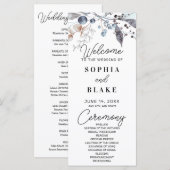 Hochzeitsprogramm für Blaue und Grau Berries & Grü (Vorne/Hinten)