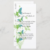 Hochzeitsprogramm für Blaue und Grüne Schmetterlin Programm (Vorne/Hinten)