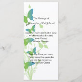 Hochzeitsprogramm für Blaue und Grüne Schmetterlin Programm (Vorderseite)