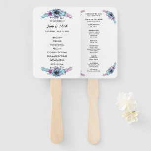 Hochzeitsprogramm für blaue und Lila Wasserfarben Fächer