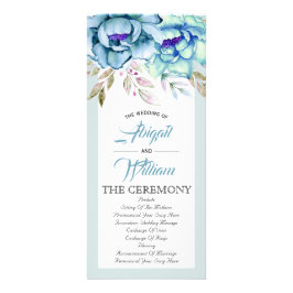 Hochzeitsprogramm für Blaue und Minze Aquarell Blu Werbekarte