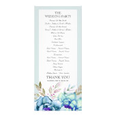 Hochzeitsprogramm für Blaue und Minze Aquarell Blu Werbekarte (Hinten)
