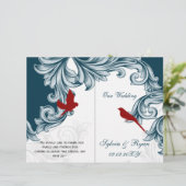 Hochzeitsprogramm für blaue und rote Liebhaber (Stehend Vorderseite)