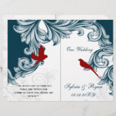 Hochzeitsprogramm für blaue und rote Liebhaber (Vorne/Hinten)