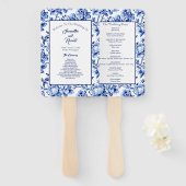 Hochzeitsprogramm für blaue und weiße Blumen Fächer (Vorne und Hinten)