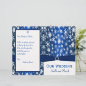 Hochzeitsprogramm für blaue und weiße Schneeflocke (Stehend Vorderseite)