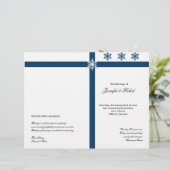 Hochzeitsprogramm für blaue und weiße Schneeflocke (Stehend Vorderseite)