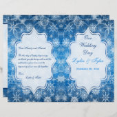 Hochzeitsprogramm für Blaue und Weiße Schneeflocke (Vorne/Hinten)