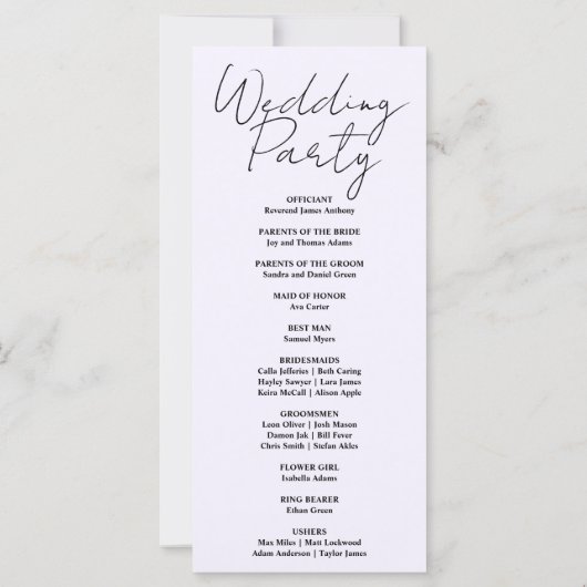 Hochzeitsprogramm für Blauen und Gelben Halbmond (Rückseite)