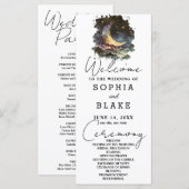Hochzeitsprogramm für Blauen und Gold Crescent Moo (Vorne/Hinten)