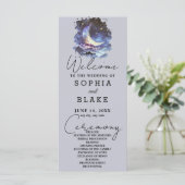 Hochzeitsprogramm für Blauen und Gold Crescent Moo (Stehend Vorderseite)