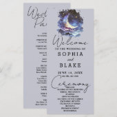 Hochzeitsprogramm für Blauen und Gold Crescent Moo (Vorne/Hinten)