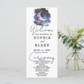 Hochzeitsprogramm für Blauen und Gold Crescent Moo (Stehend Vorderseite)